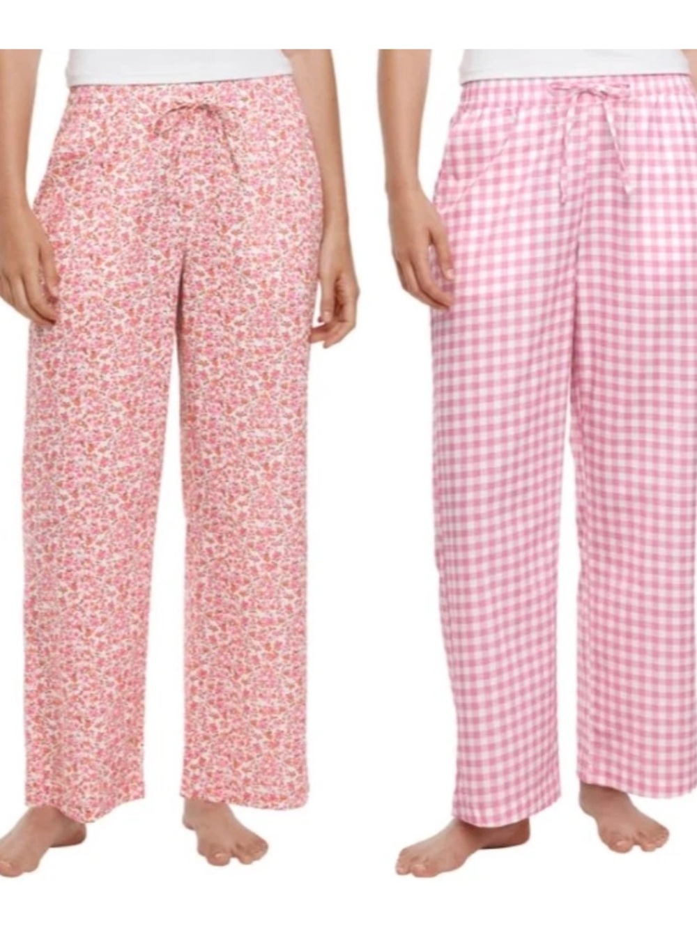 GAP womens Pink Floral & Pink Gingham cotton Pajama Bottoms